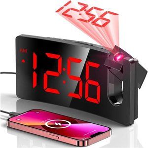 Projection Alarm Clock Digital Clock 180° Rotatable Projector 3-Level Brightness